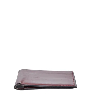 Pre-owned Hermes Bordeaux Red Color Wine Box Calf Leather Wallet (bi-fold) ()