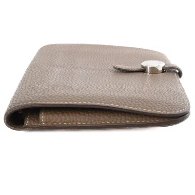 Pre-owned Hermes Dogon Etoupe Gray Togo Leather Wallet (bi-fold) ()