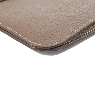 Pre-owned Hermes Dogon Etoupe Gray Togo Leather Wallet (bi-fold) ()