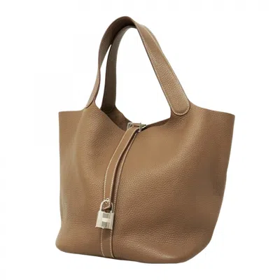 Pre-owned Hermes Etoupe Gray Taurillon Clemence Leather Tote Bag ()