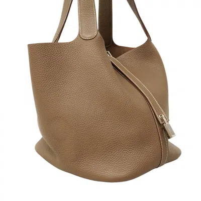 Pre-owned Hermes Etoupe Gray Taurillon Clemence Leather Tote Bag ()