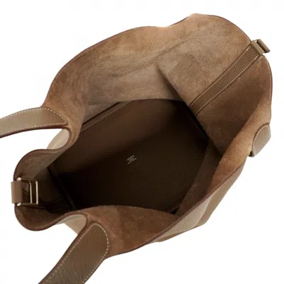 Pre-owned Hermes Etoupe Gray Taurillon Clemence Leather Tote Bag ()