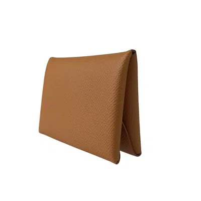 Pre-owned Hermes Gold Brown Epsom Leather Coin Purse/coin Case ()