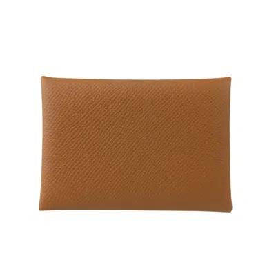 Pre-owned Hermes Gold Brown Epsom Leather Coin Purse/coin Case ()