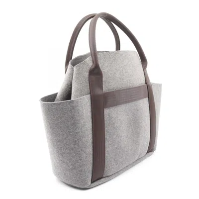Pre-owned Hermes Gray Fabric Leather Felt Tote Bag ()