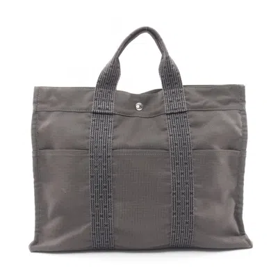 Pre-owned Hermes Gray Nylon Canvas Tote Bag ()