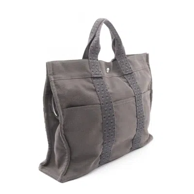 Pre-owned Hermes Gray Nylon Canvas Tote Bag ()