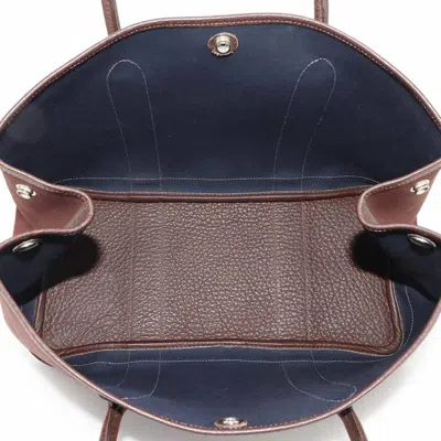 Pre-owned Hermes Havane Navy Toile Officier Leather Tote Bag ()