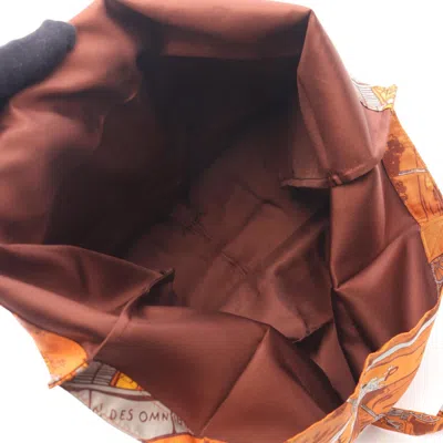 Pre-owned Hermes Multi-color Orange Buffle Skipper Leather Silk Tote Bag ()