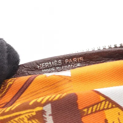 Pre-owned Hermes Multi-color Orange Buffle Skipper Leather Silk Tote Bag ()