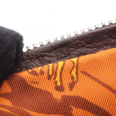 Pre-owned Hermes Multi-color Orange Buffle Skipper Leather Silk Tote Bag ()