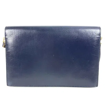 Pre-owned Hermes Navy Box Calf Leather Clutch Bag Shoulder Bag () In Blue