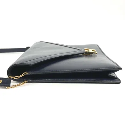 Pre-owned Hermes Navy Box Calf Leather Clutch Bag Shoulder Bag () In Blue