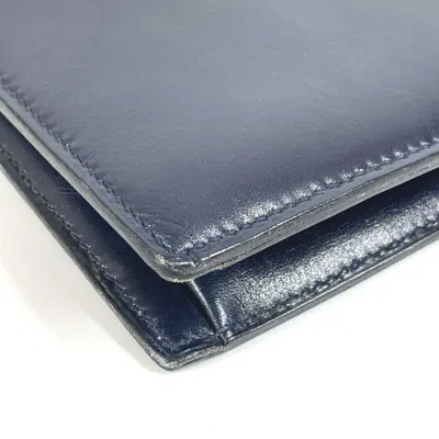 Pre-owned Hermes Navy Box Calf Leather Clutch Bag Shoulder Bag () In Blue