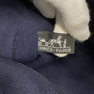 Pre-owned Hermes Navy Canvas Tote Bag () In Blue