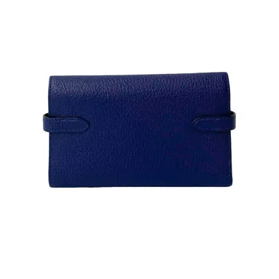 Pre-owned Hermes Navy Chevre Leather Wallet (tri-fold) () In Blue