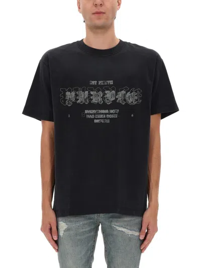 Purple Brand Graphic Print Short Sleeve T-shirt In Black