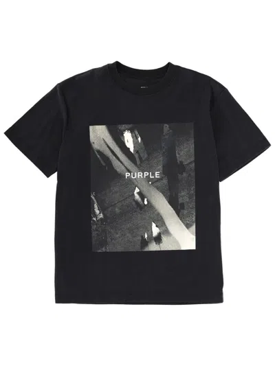 Purple Brand Textured Cotton Jersey Graphic T-shirt In Black