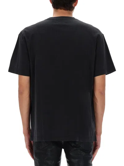 Purple Brand Textured Cotton Jersey Graphic T-shirt In Black