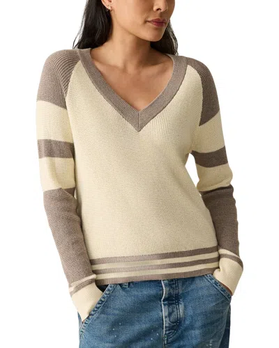 Faherty Throwback Cashmere-blend V-neck Sweater In Brown