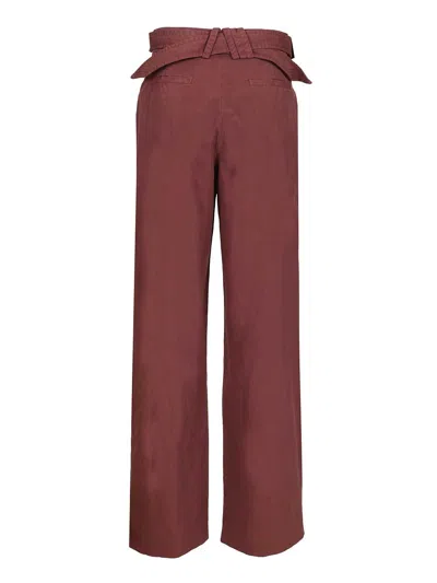Attico Canvas Trousers Violet In Burgundy