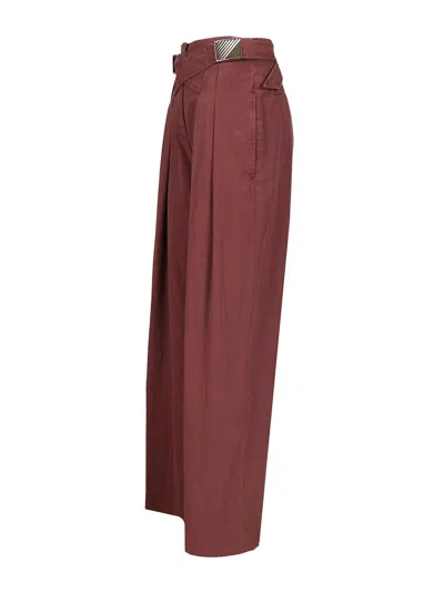 Attico Canvas Trousers Violet In Burgundy