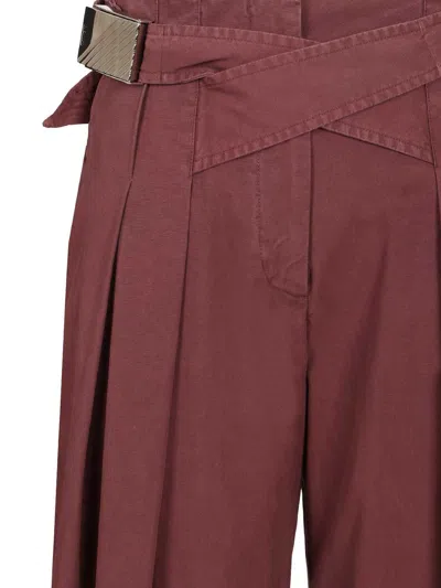 Attico Canvas Trousers Violet In Burgundy