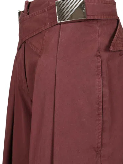 Attico Canvas Trousers Violet In Burgundy