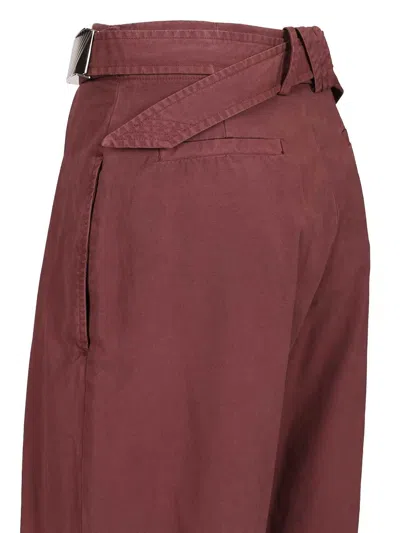 Attico Canvas Trousers Violet In Burgundy