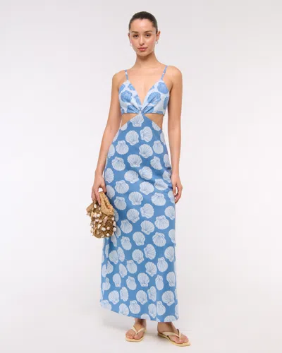 Abercrombie & Fitch The A&f Julia Slip Cutout Maxi Dress In Blue