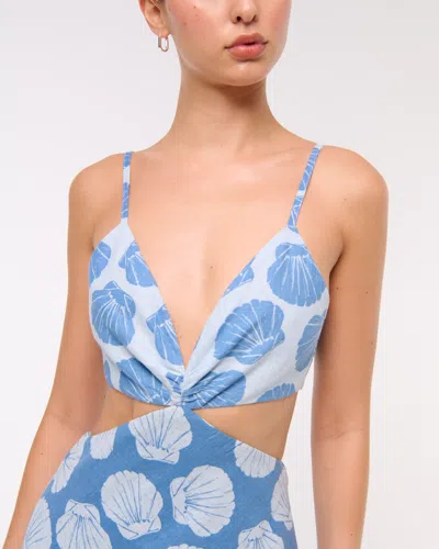 Abercrombie & Fitch The A&f Julia Slip Cutout Maxi Dress In Blue