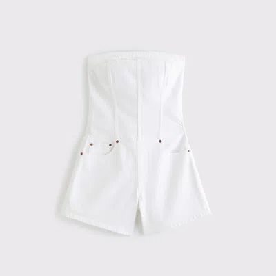 Abercrombie & Fitch Strapless Denim Romper In White