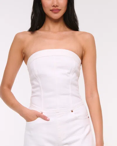 Abercrombie & Fitch Strapless Denim Romper In White