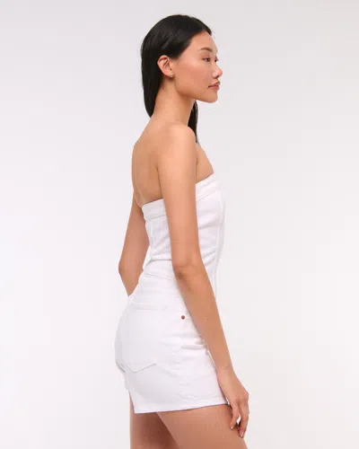 Abercrombie & Fitch Strapless Denim Romper In White
