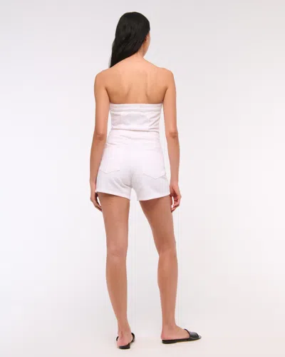 Abercrombie & Fitch Strapless Denim Romper In White