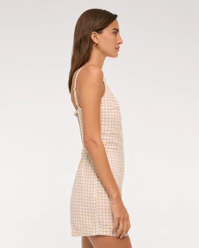 Abercrombie & Fitch Apron Linen-blend Romper In Neutral