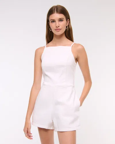 Abercrombie & Fitch Apron Denim Romper In White
