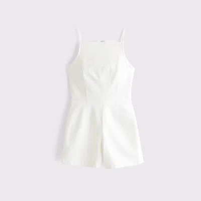 Abercrombie & Fitch Apron Denim Romper In White