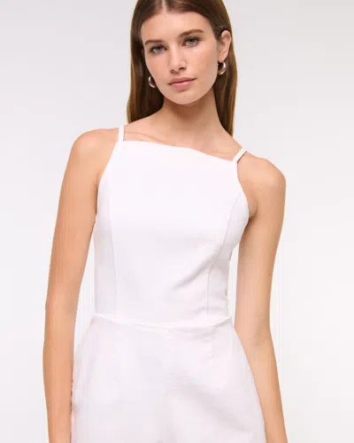 Abercrombie & Fitch Apron Denim Romper In White