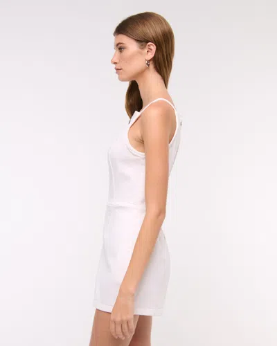 Abercrombie & Fitch Apron Denim Romper In White