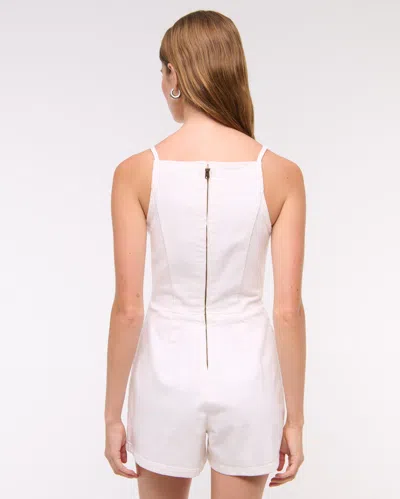 Abercrombie & Fitch Apron Denim Romper In White