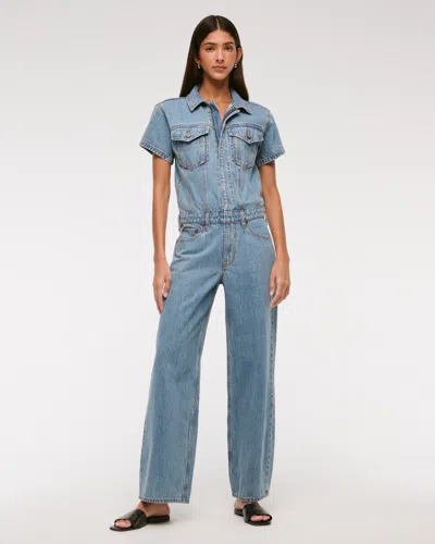 Abercrombie & Fitch Denim Jumpsuit In Blue