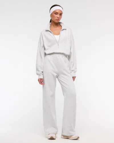 Abercrombie & Fitch Long-sleeve Half-zip Fleece Jumpsuit In Gray