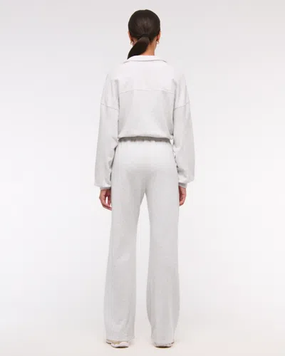 Abercrombie & Fitch Long-sleeve Half-zip Fleece Jumpsuit In Gray
