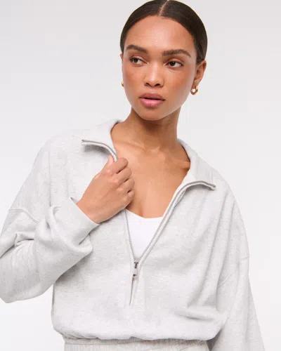 Abercrombie & Fitch Long-sleeve Half-zip Fleece Jumpsuit In Gray