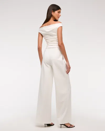 Abercrombie & Fitch Off The Shoulder Draped Jumpsuit In White