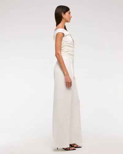 Abercrombie & Fitch Off The Shoulder Draped Jumpsuit In White