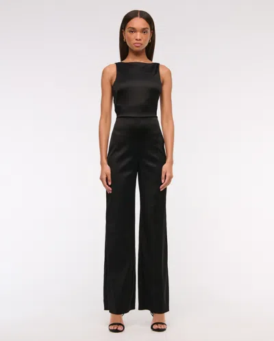 Abercrombie & Fitch Slash Clasp-back Jumpsuit In Black