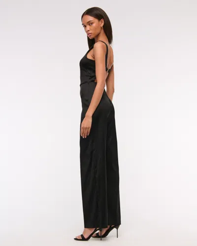 Abercrombie & Fitch Slash Clasp-back Jumpsuit In Black