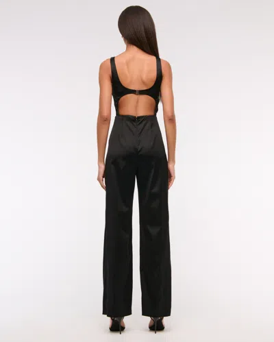 Abercrombie & Fitch Slash Clasp-back Jumpsuit In Black